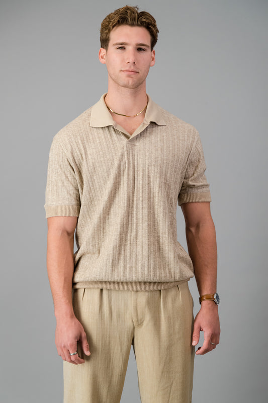 Polo Rayon-rich Cable Knit Latte SS