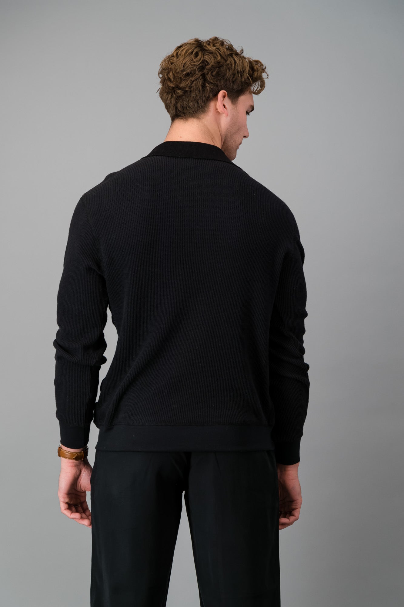 Polo Rayon-rich Rib Black LS