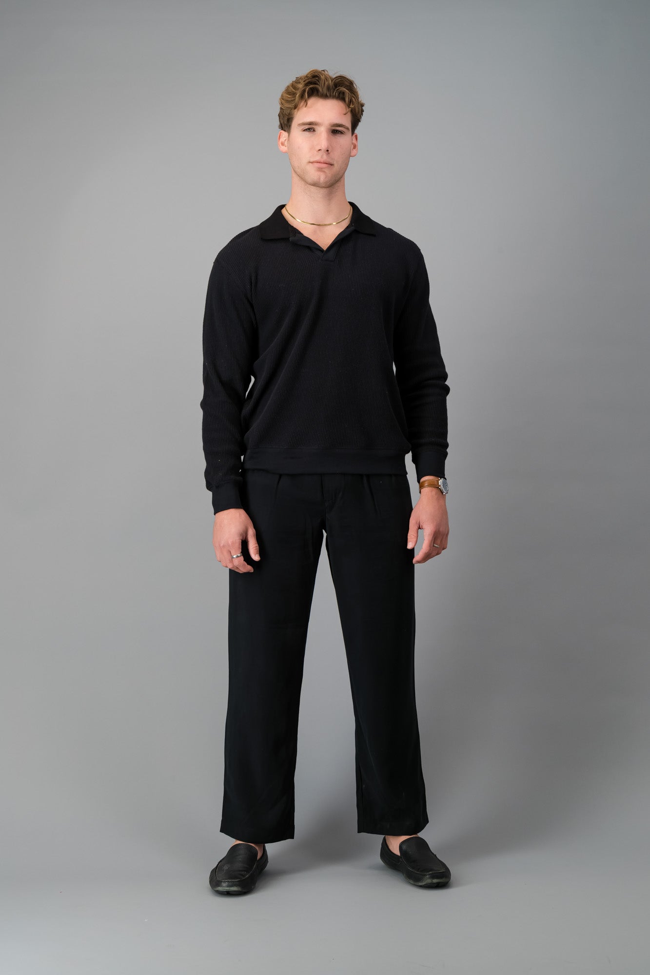 Polo Rayon-rich Rib Black LS