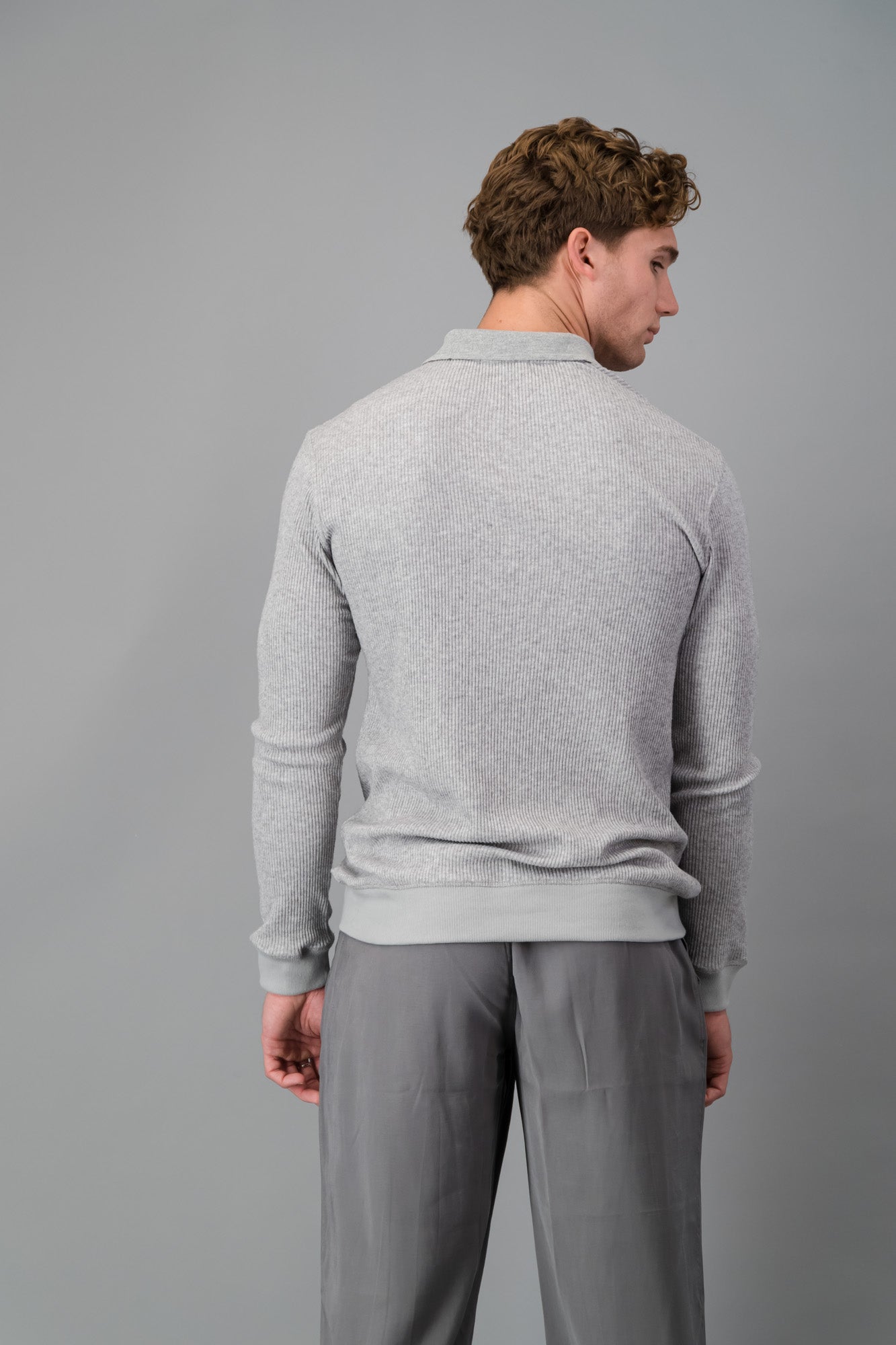 Polo Rayon-rich Rib Grey LS