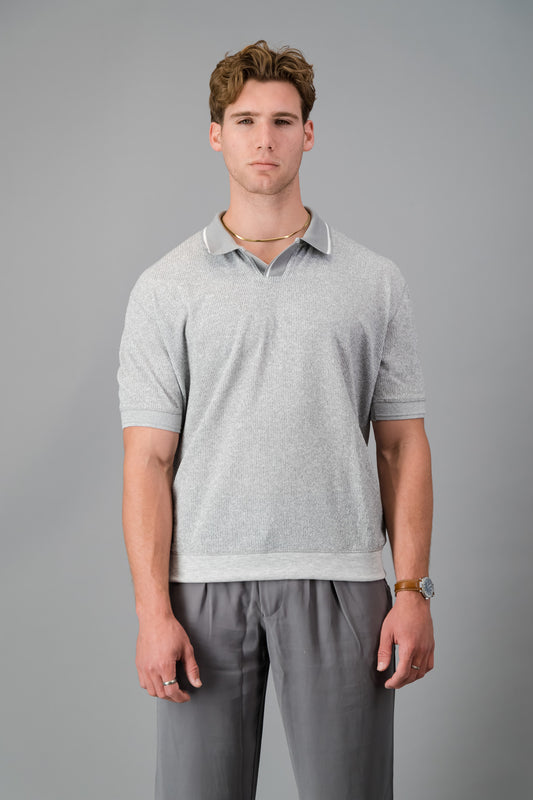 Polo Rayon-rich Rib Grey SS