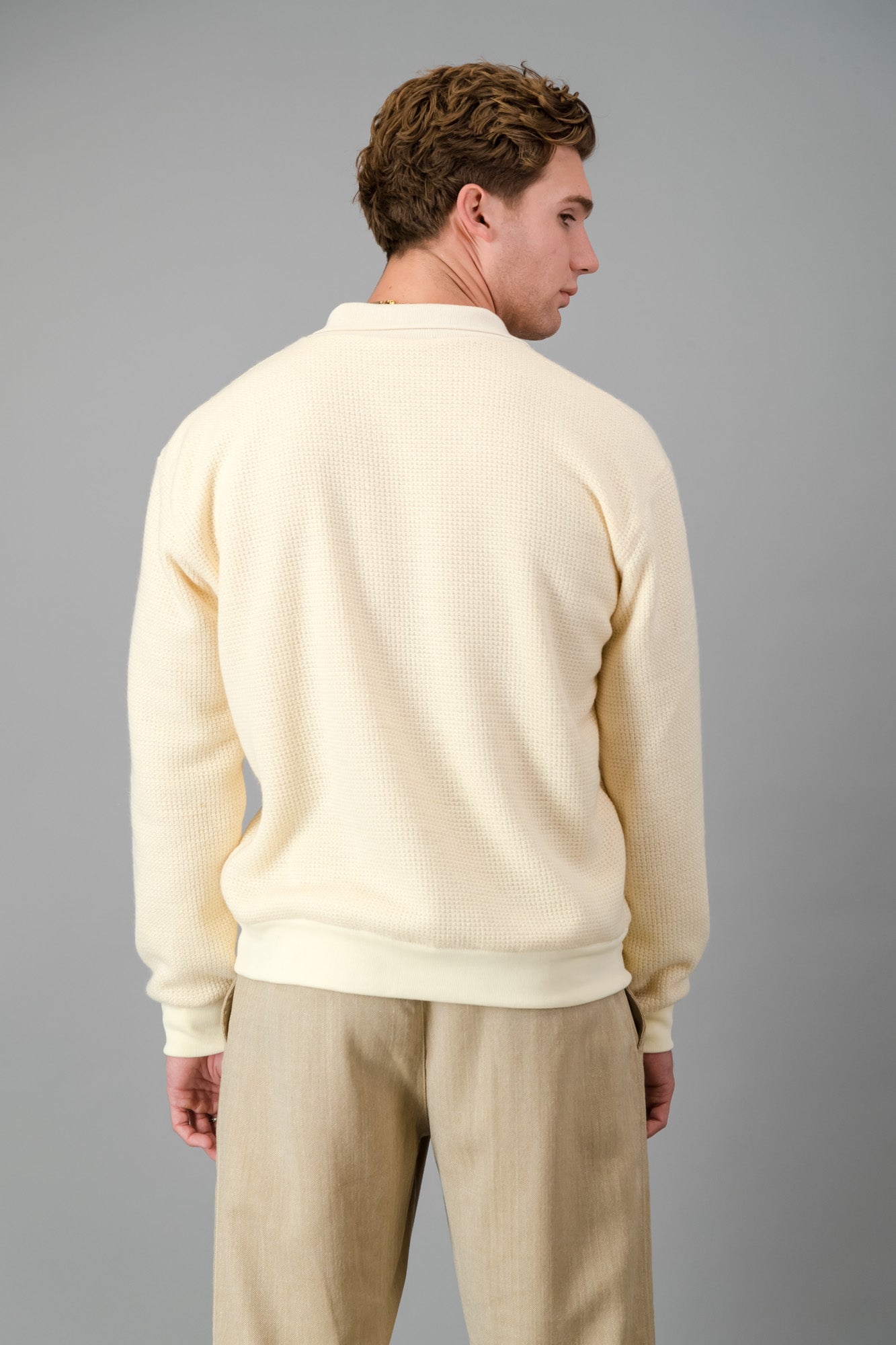 Polo Jersey Knit Acrylic Cream LS