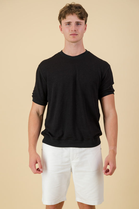 Rayon Knit Regular Fit T-Shirt Black