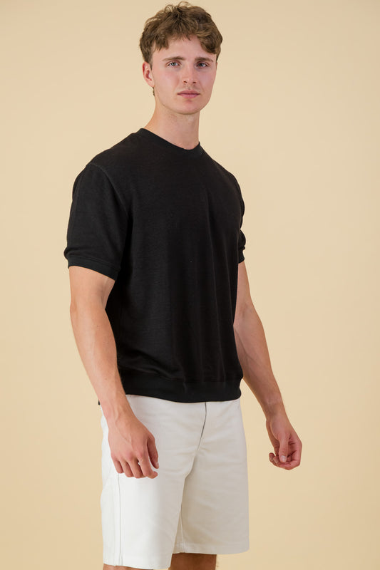Rayon Knit Regular Fit T-Shirt Black