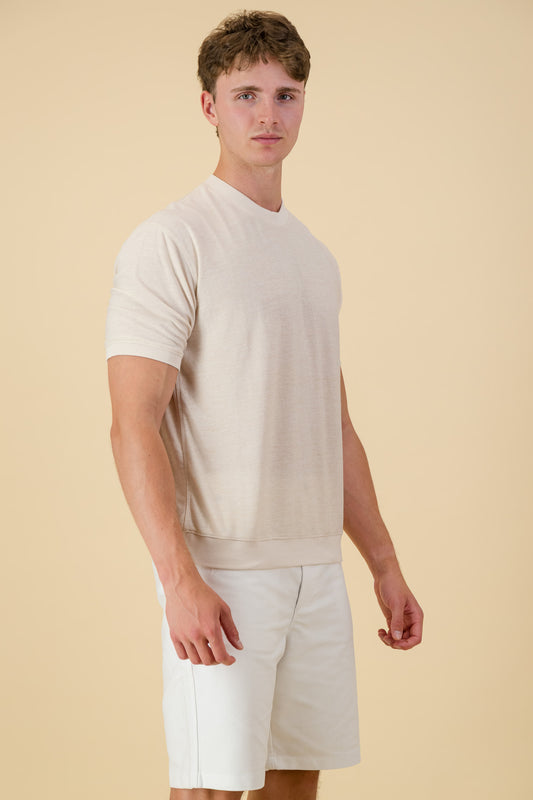 Rayon Knit Regular Fit T-Shirt Oat Melange