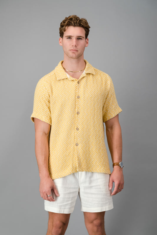 SS Shirt Cotton Hopsack Canary Yellow