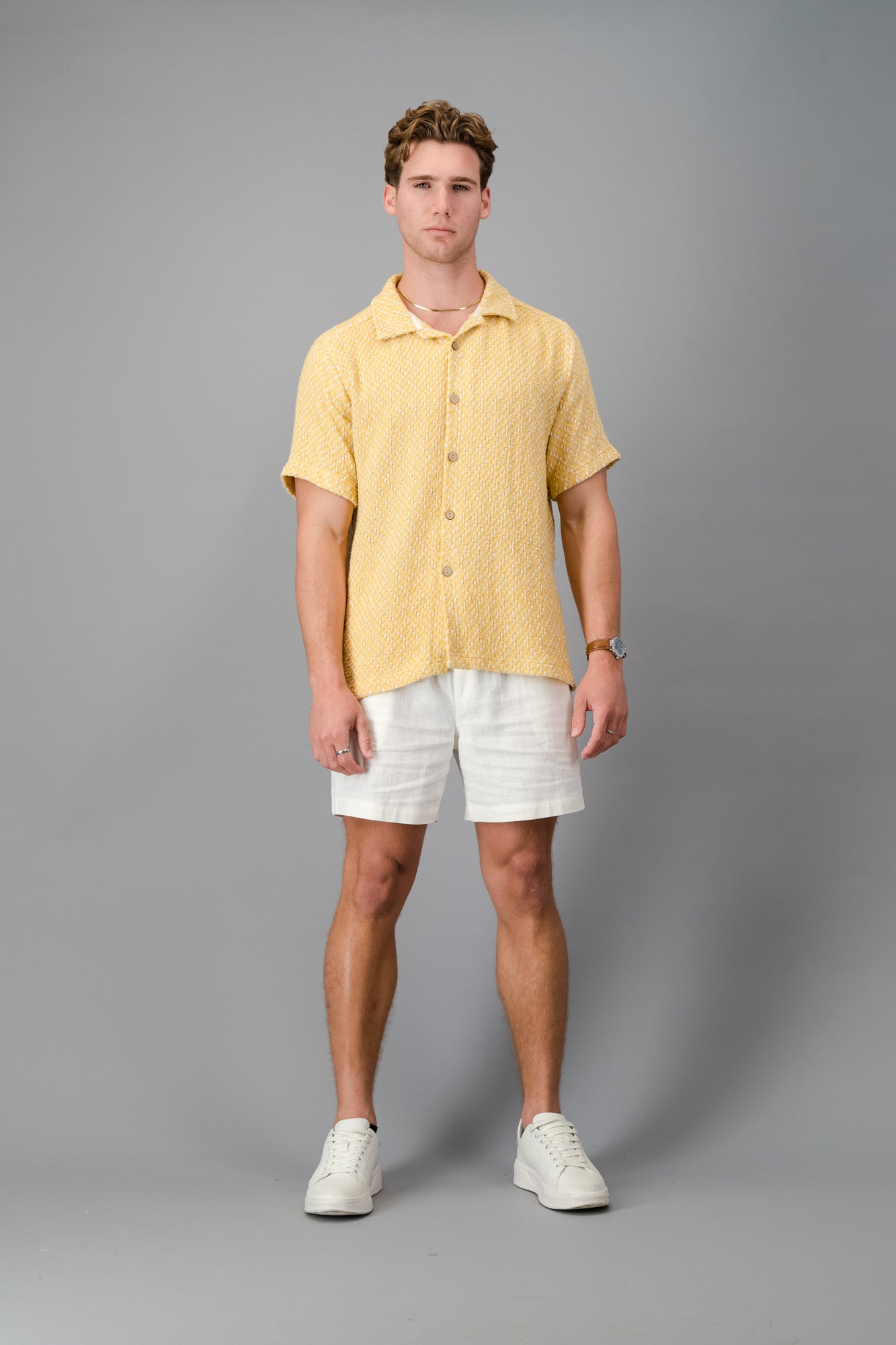 SS Shirt Cotton Hopsack Canary Yellow