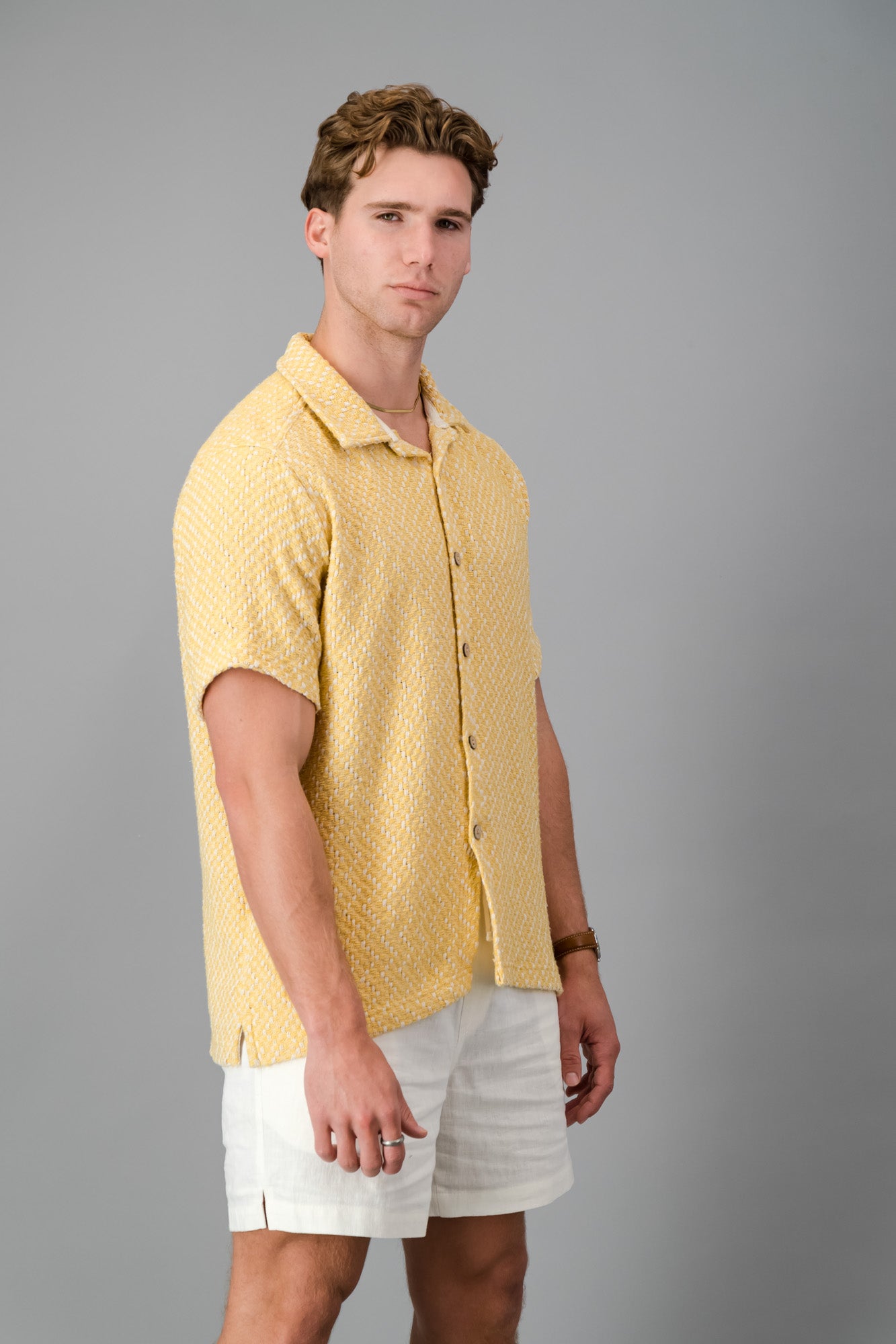 SS Shirt Cotton Hopsack Canary Yellow