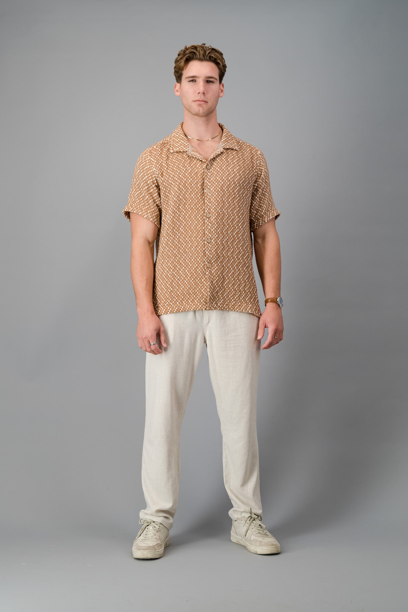 SS Shirt Cotton Hopsack Brown