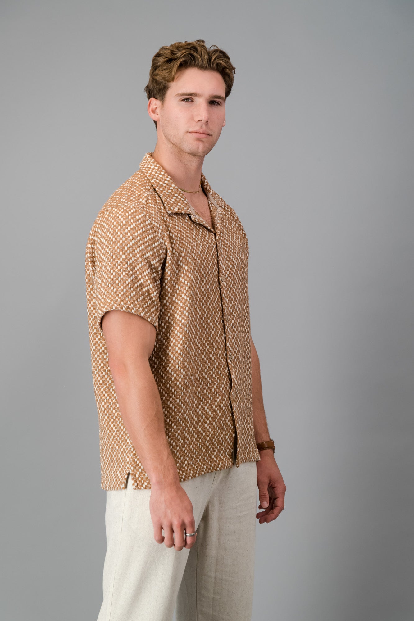 SS Shirt Cotton Hopsack Brown