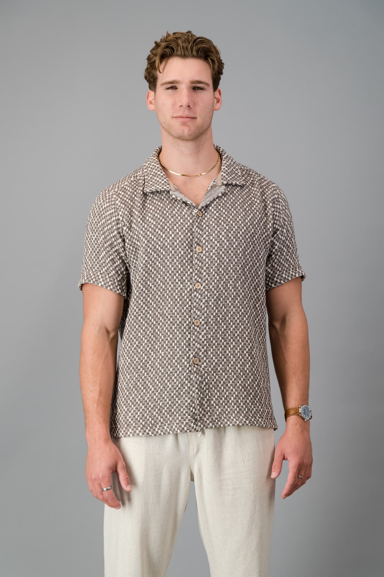 SS Shirt Cotton Hopsack Taupe