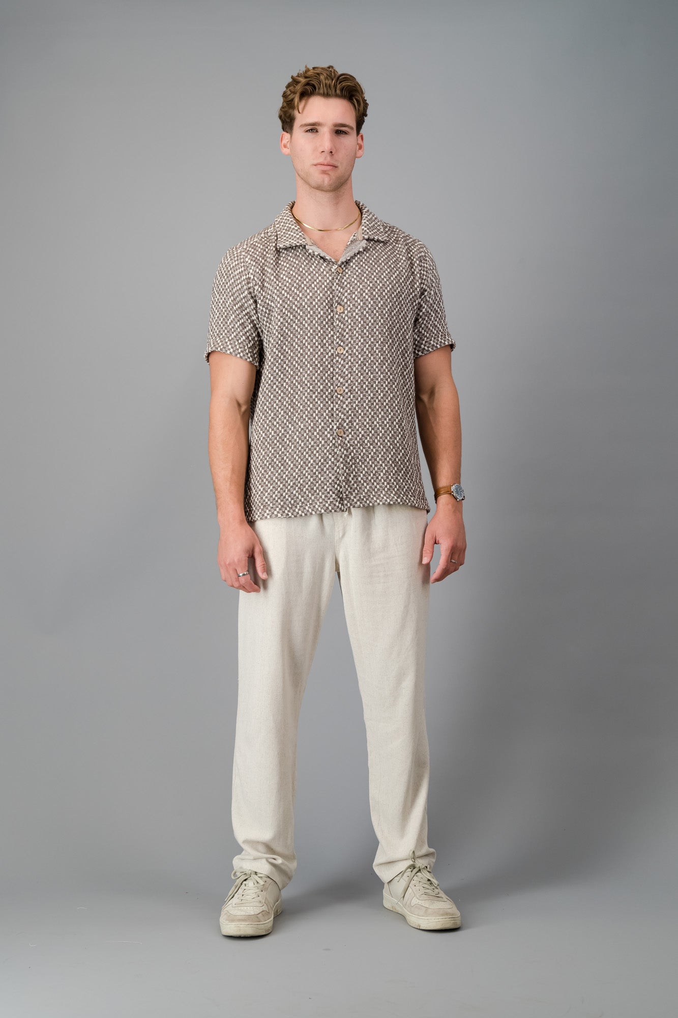 SS Shirt Cotton Hopsack Taupe