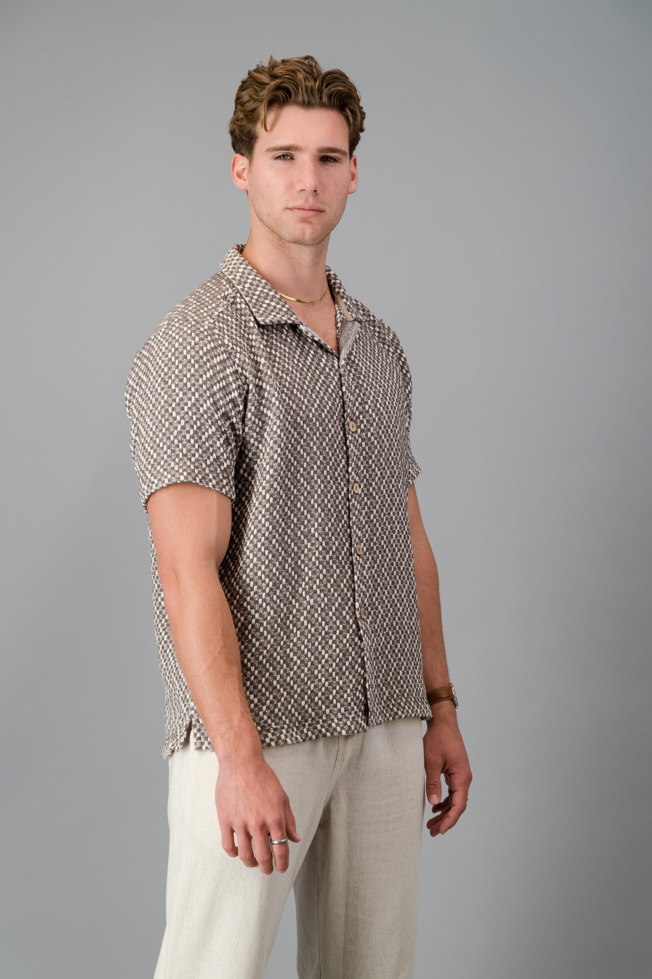 SS Shirt Cotton Hopsack Taupe