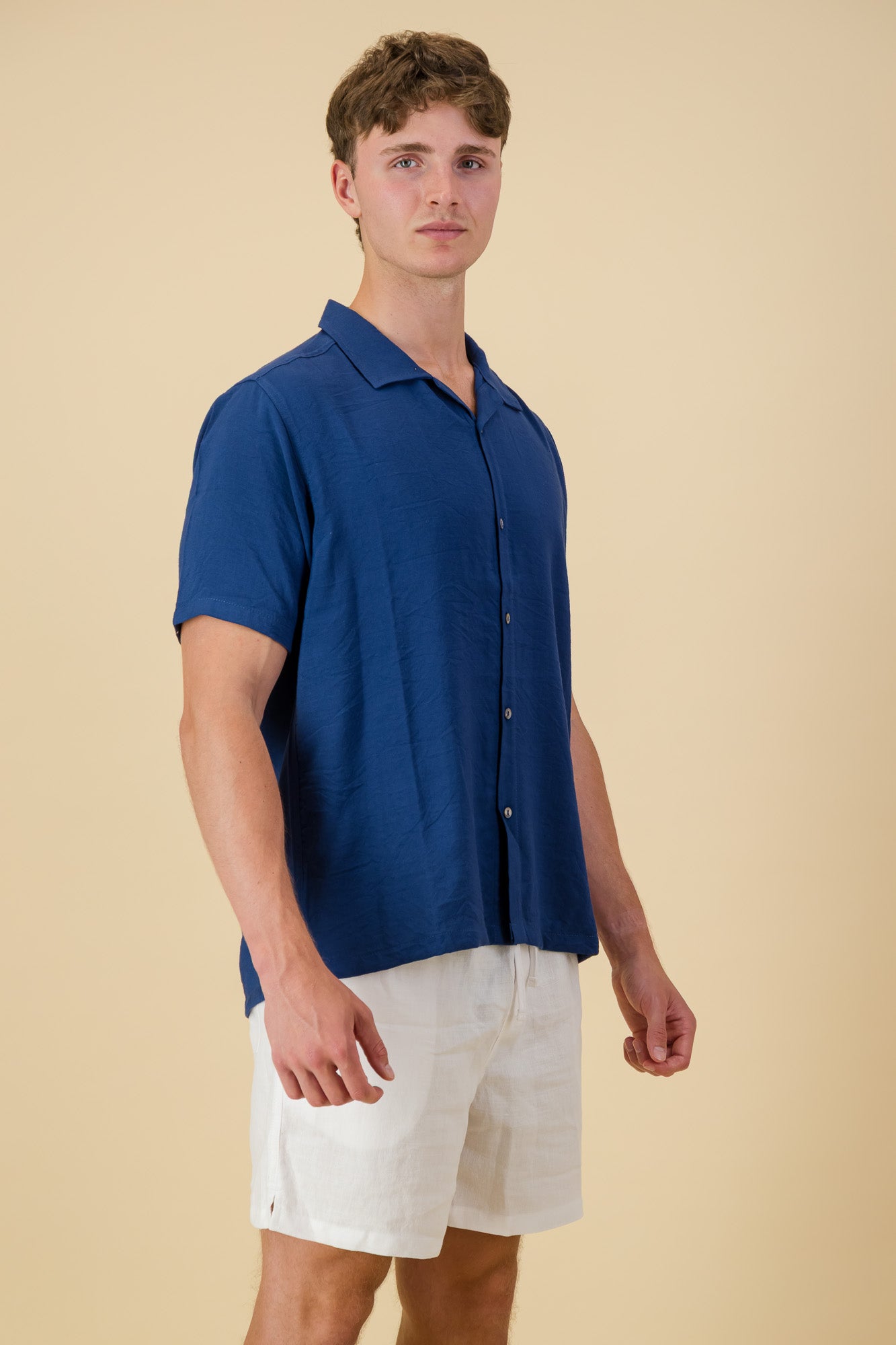 Linen-Look Viscose Shirt Denim