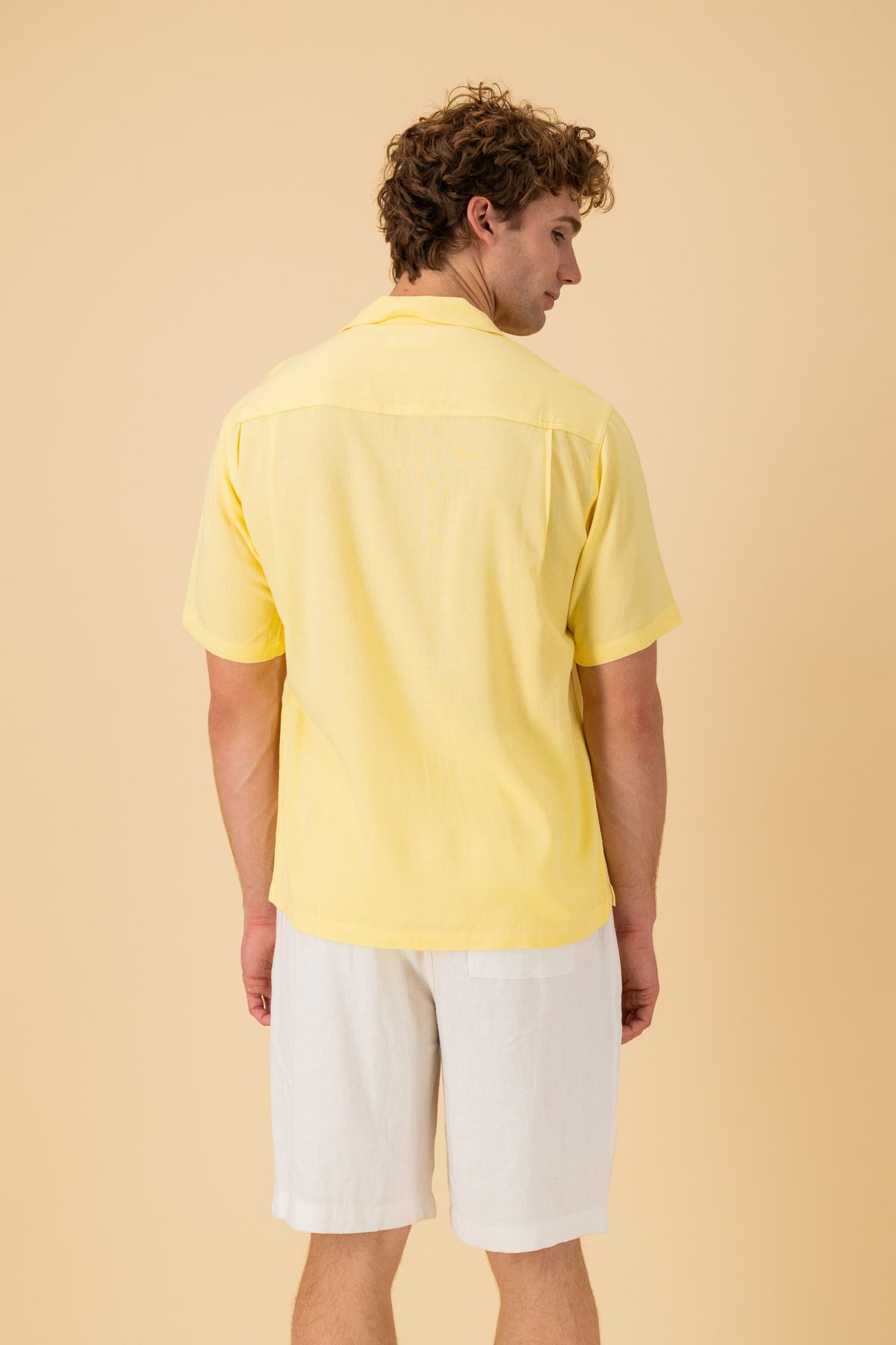 SS Shirt Linen Viscose Lemon, back view