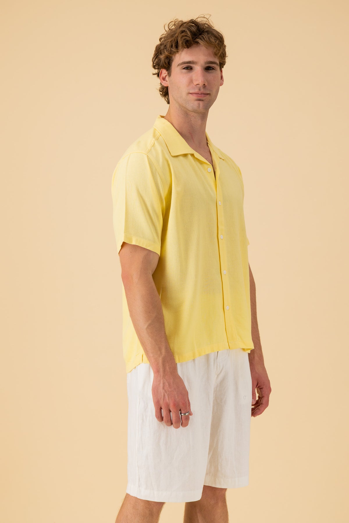 SS Shirt Linen Viscose Lemon, side view