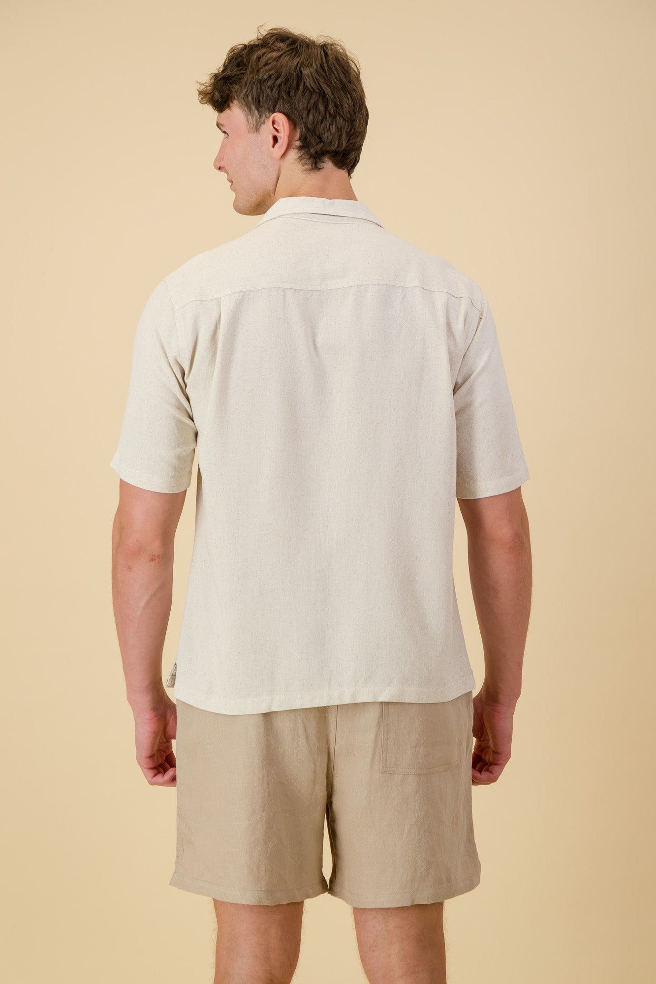 Linen Viscose Shirt Natural/Oat Floral Embroidery