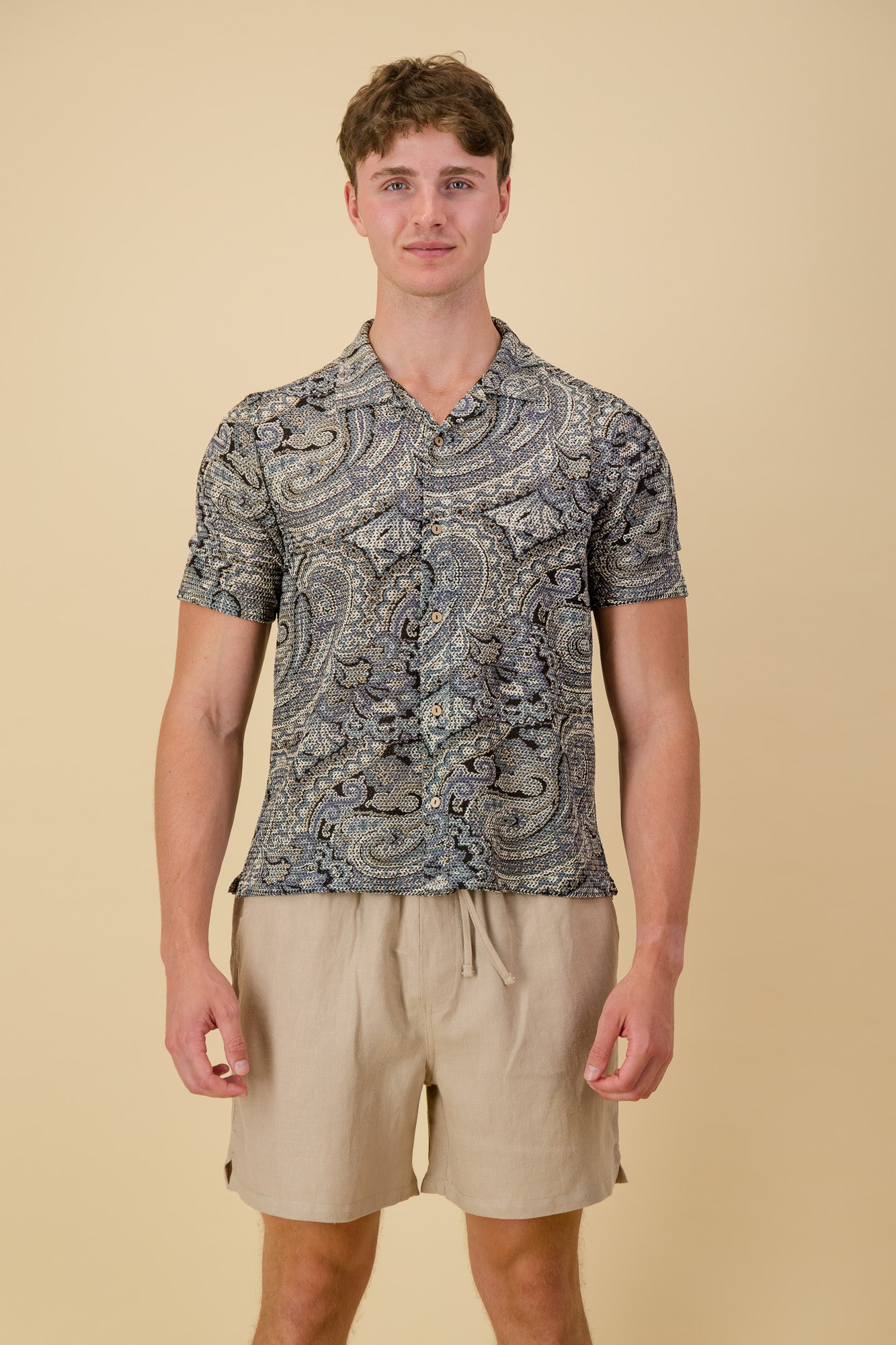 Poly Crochet Shirt Dark Paisley