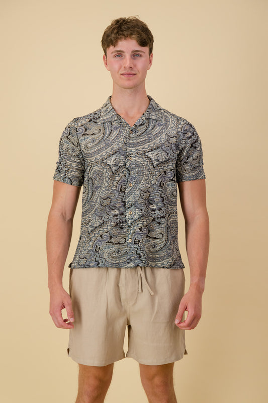 Poly Crochet Shirt Dark Paisley
