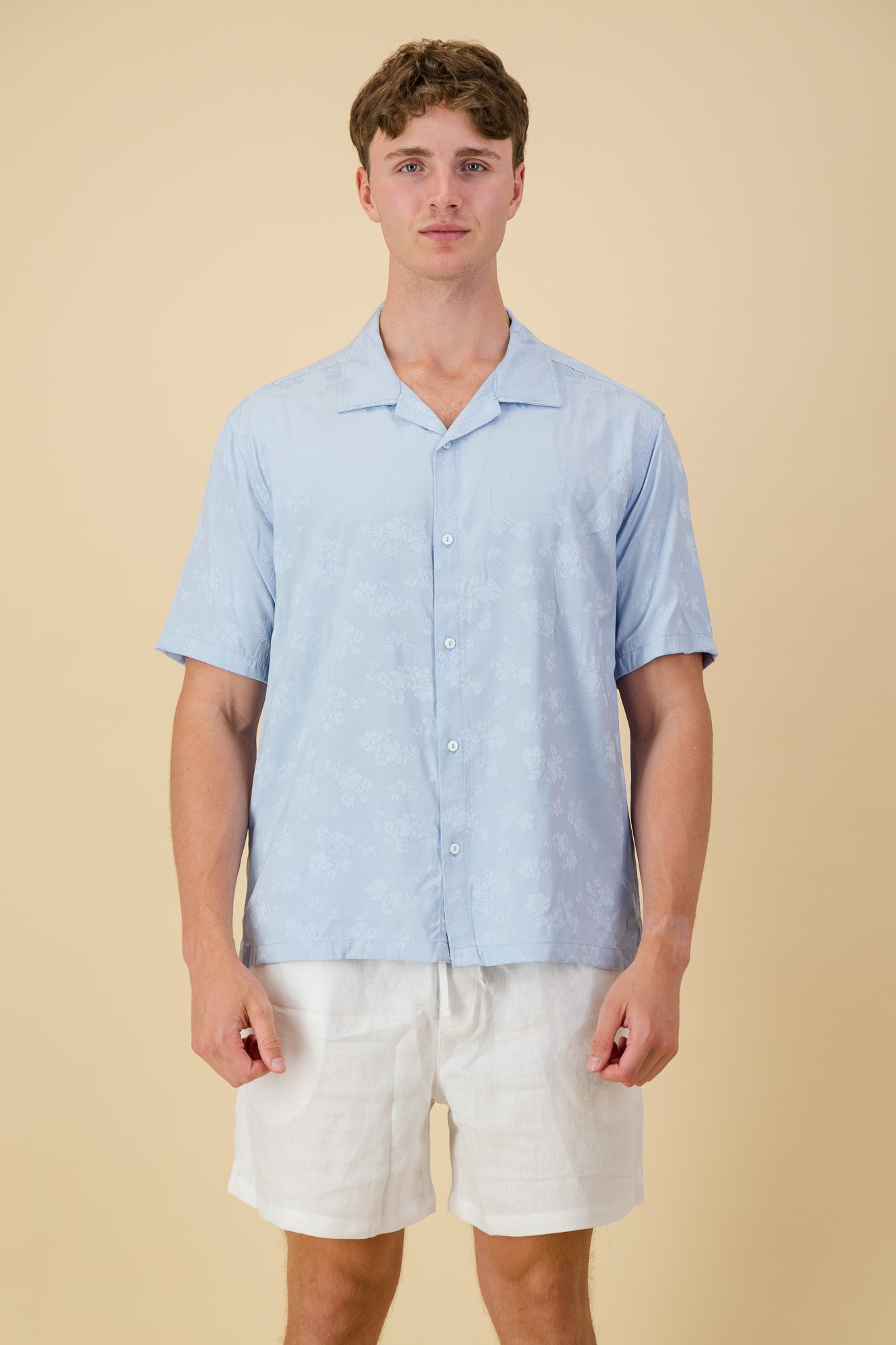 Viscose Shirt Jacquard Sky Floral