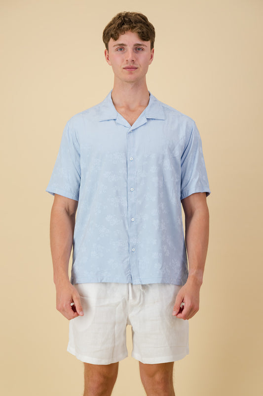 Viscose Shirt Jacquard Sky Floral