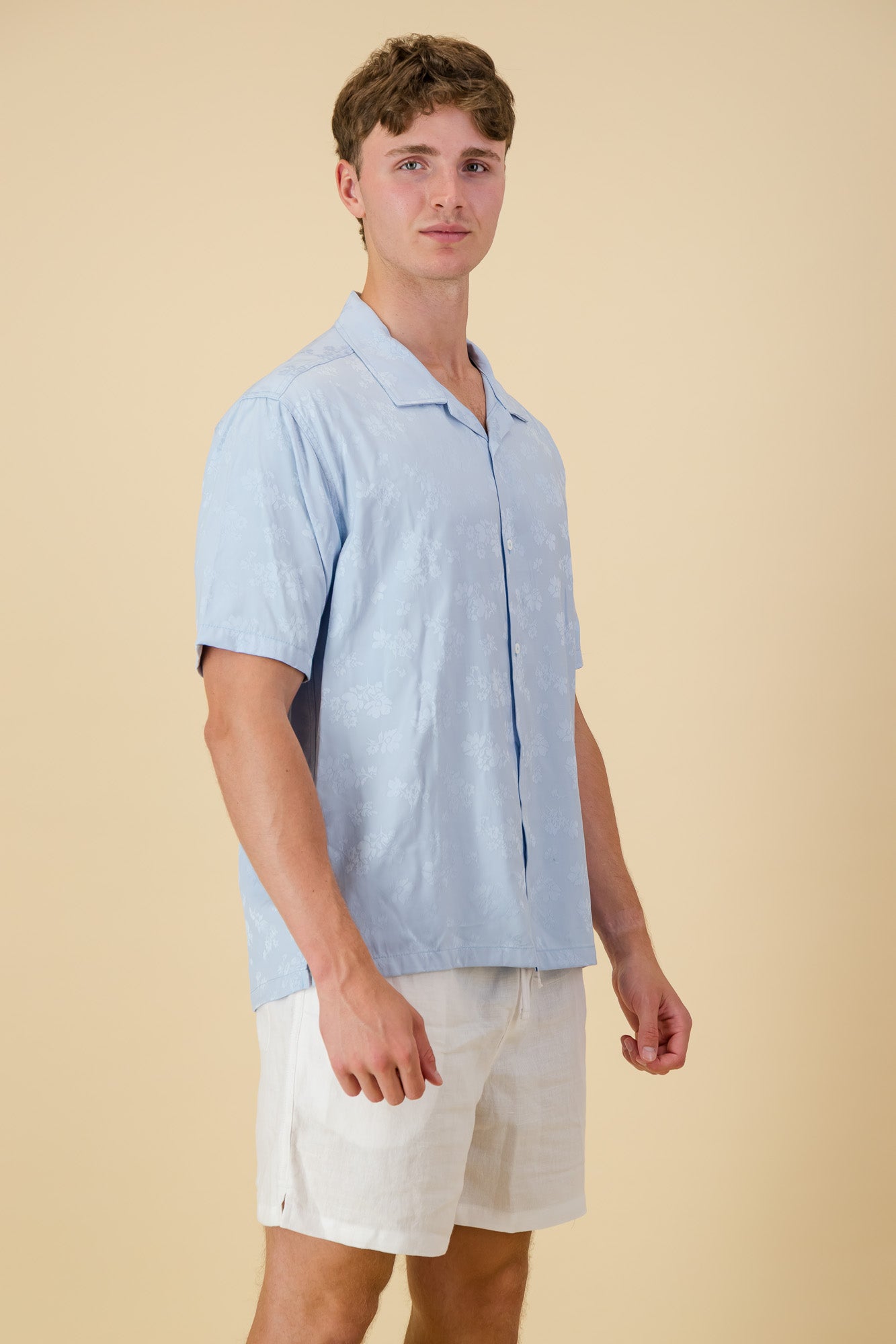 Viscose Shirt Jacquard Sky Floral