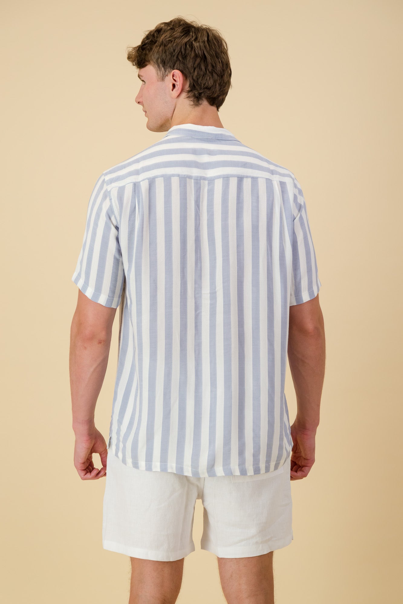 Viscose Shirt Mesh Sky Stripe