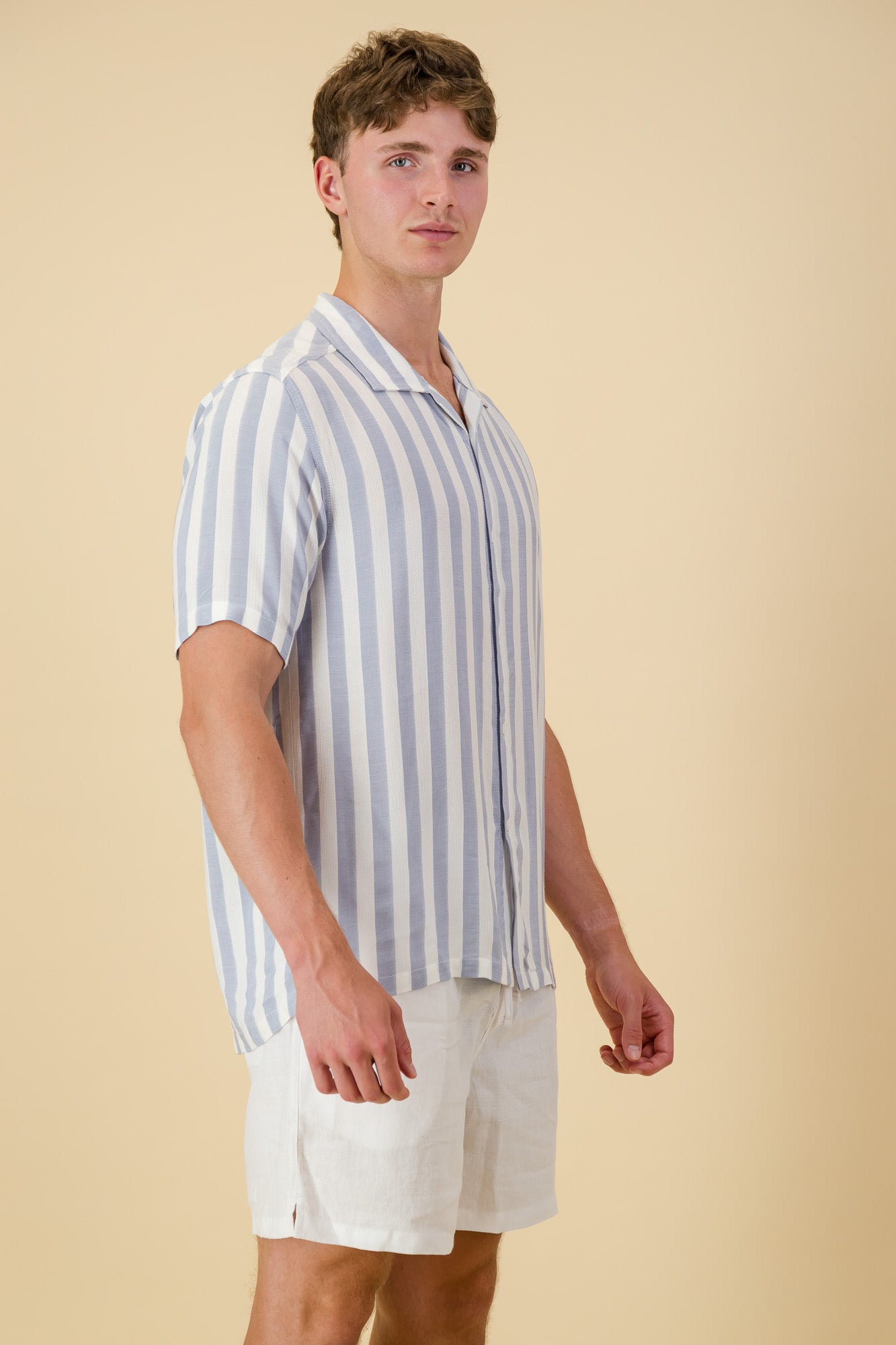 Viscose Shirt Mesh Sky Stripe