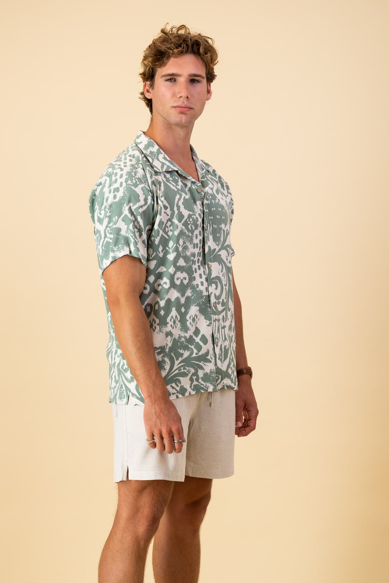 Smokey Green Aztec Viscose SS Shirt