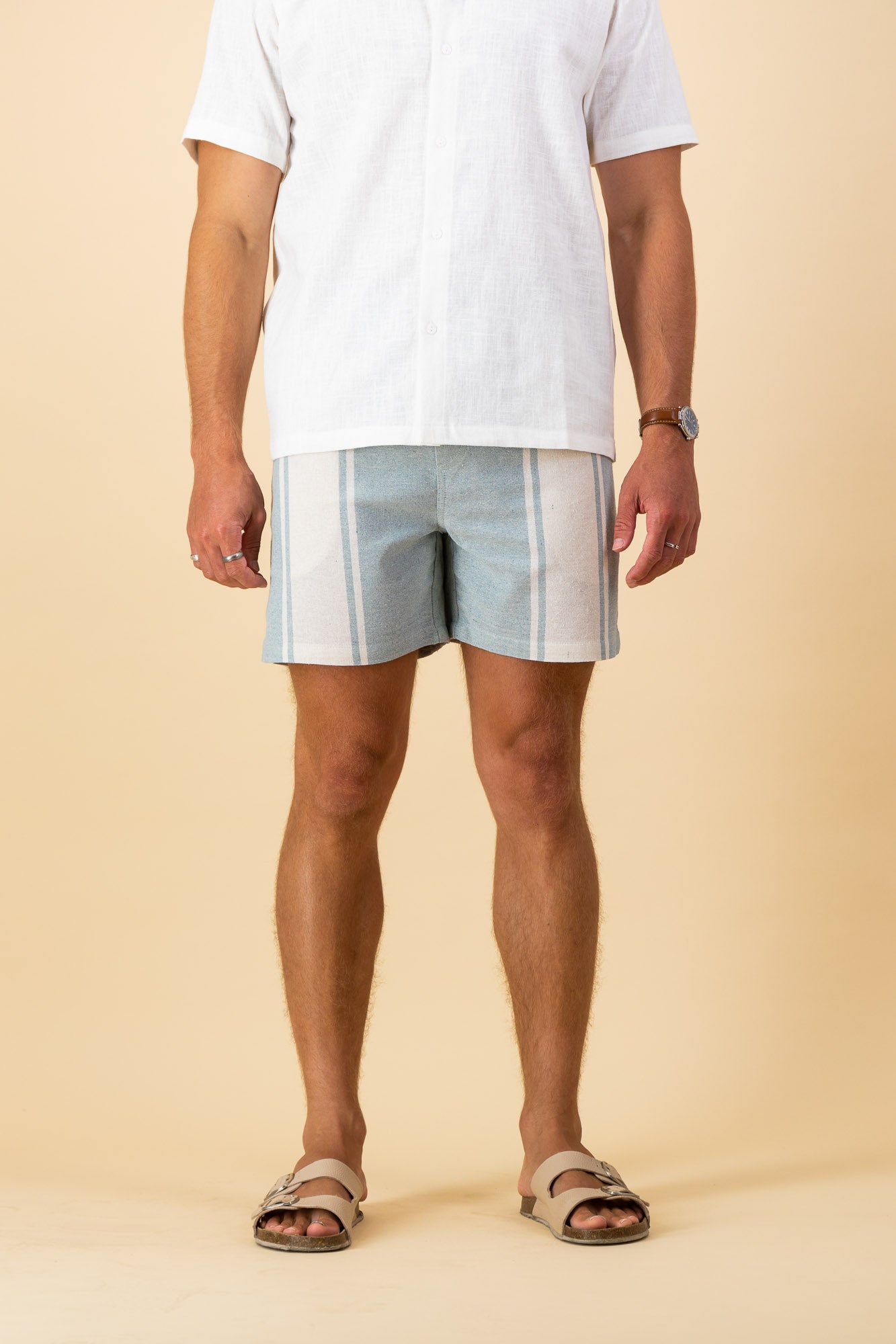 Cotton Shorts Seafoam Stripe