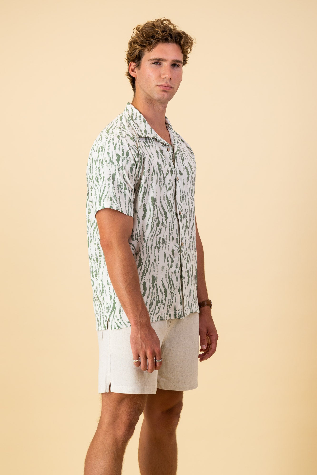 Sage Wave Stripe Viscose SS Shirt