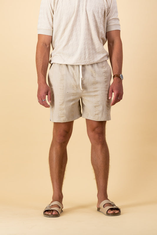 Cotton Shorts Sand Surface Interest Stripe