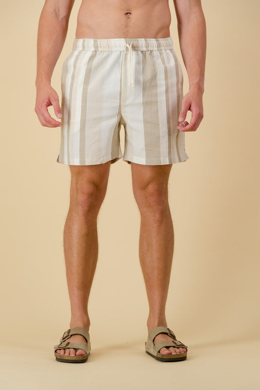 Cotton Shorts Natural Stripe
