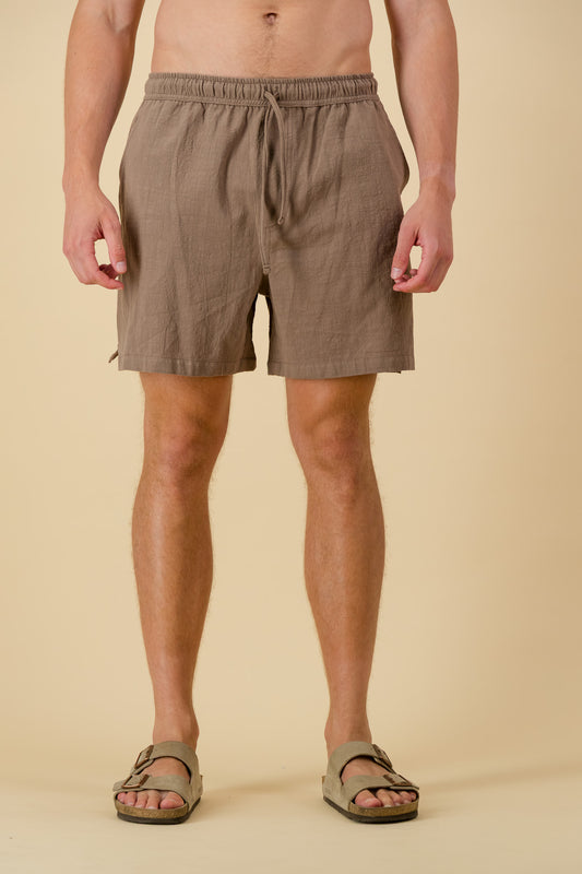 Cotton Shorts Taupe Slub