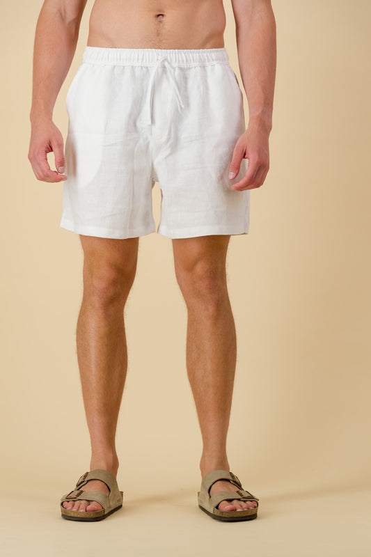 Linen Twill Shorts White