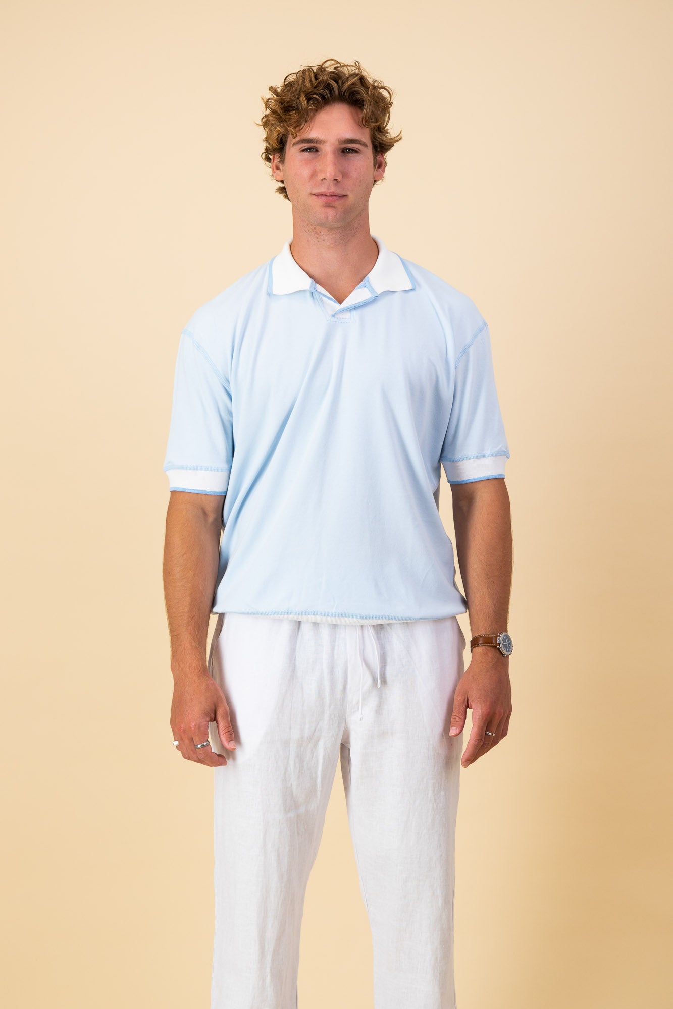 Sky Blue Cotton Interlock SS Polo