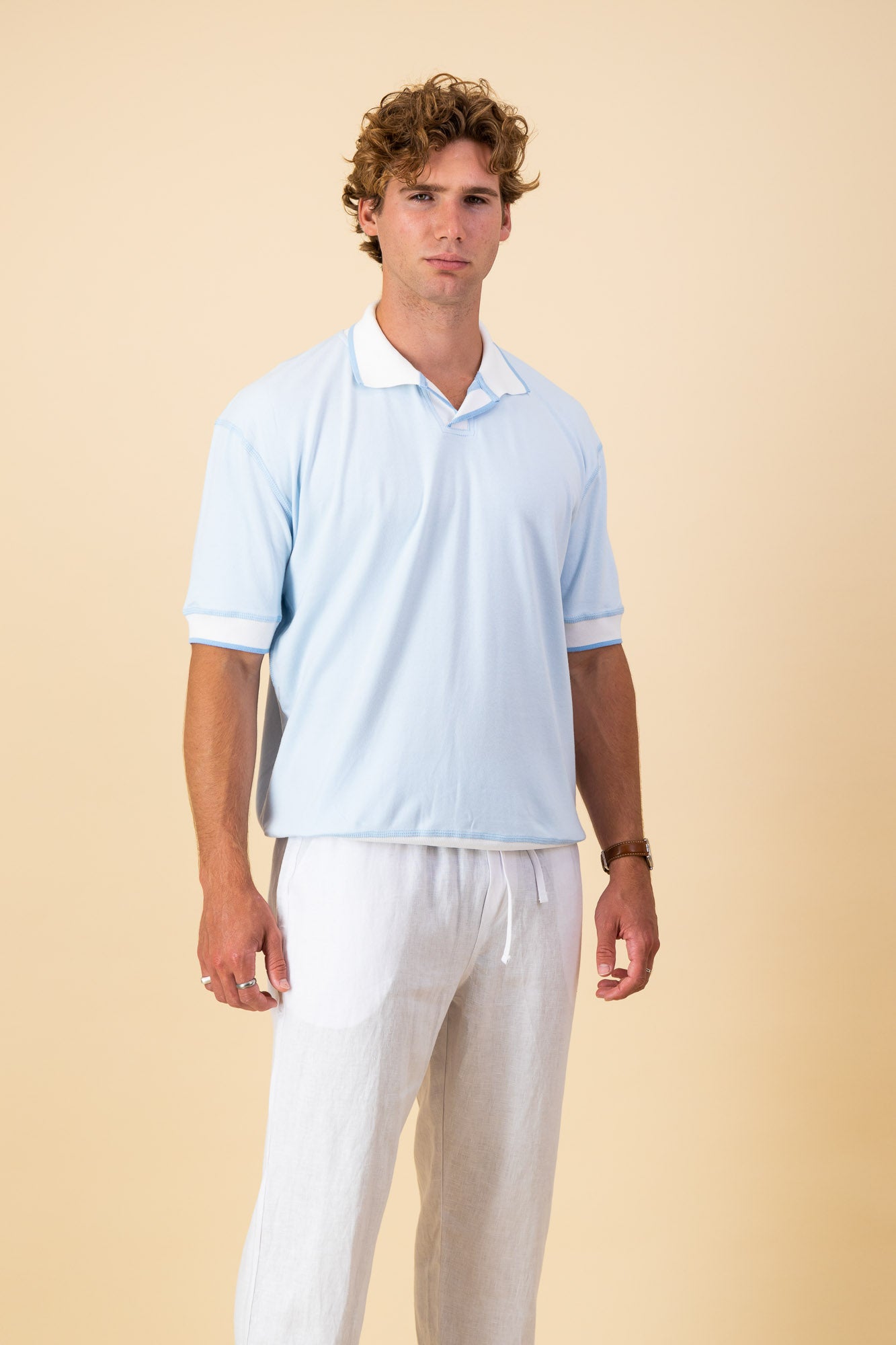 Sky Blue Cotton Interlock SS Polo