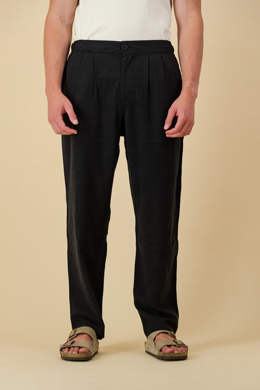 Comfort Vintage Pants Tencel Cotton Rayon Black