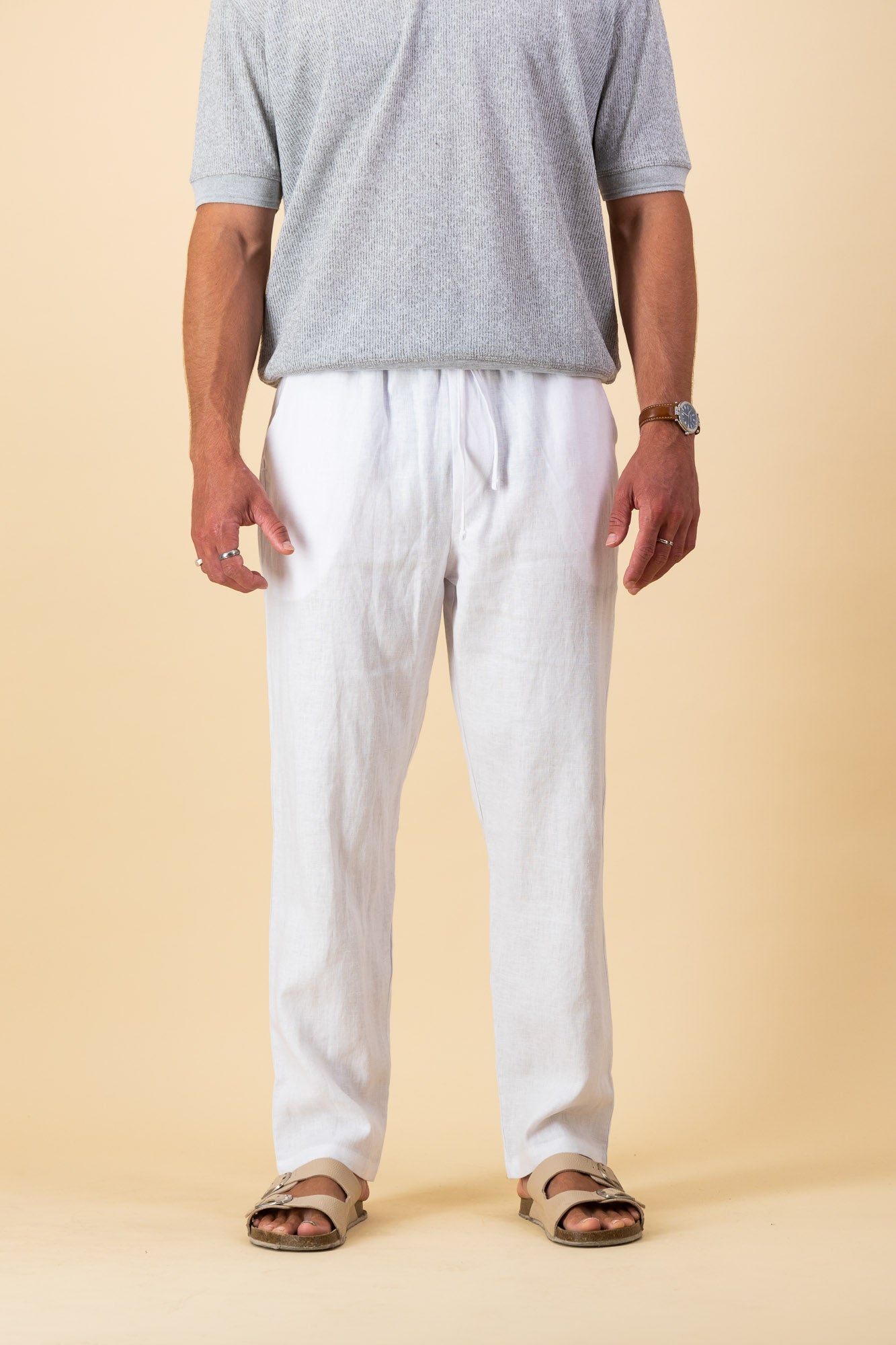 Linen Comfort Pants Pure White