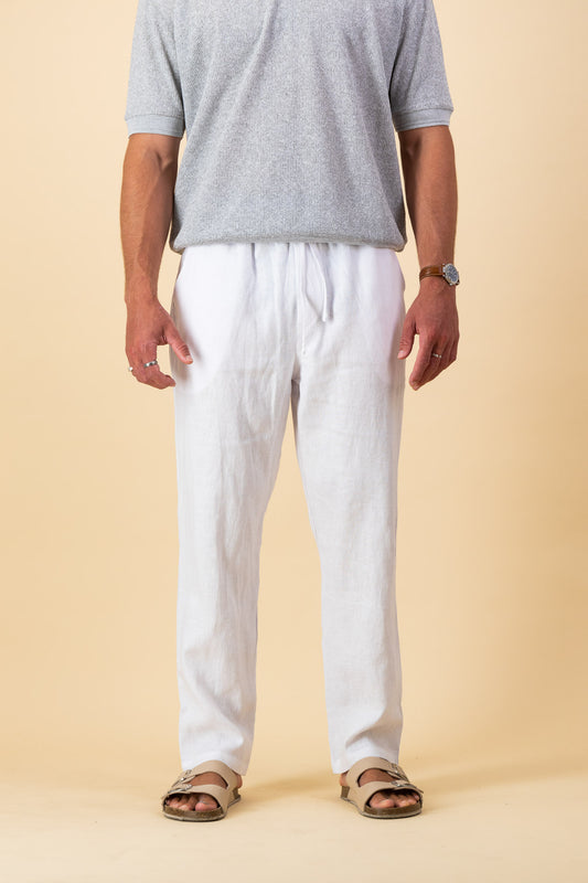 Linen Comfort Pants Pure White