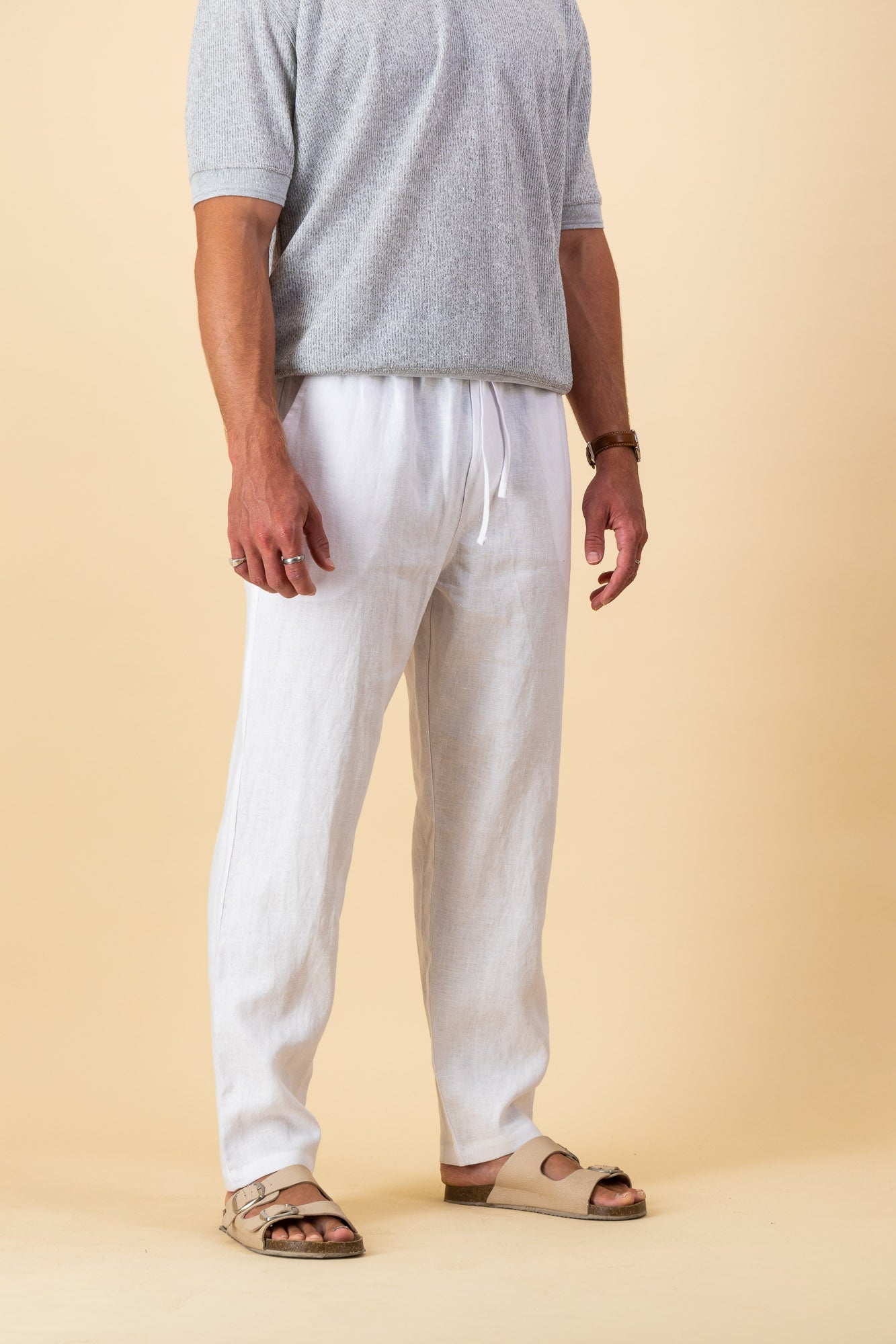 Linen Comfort Pants Pure White