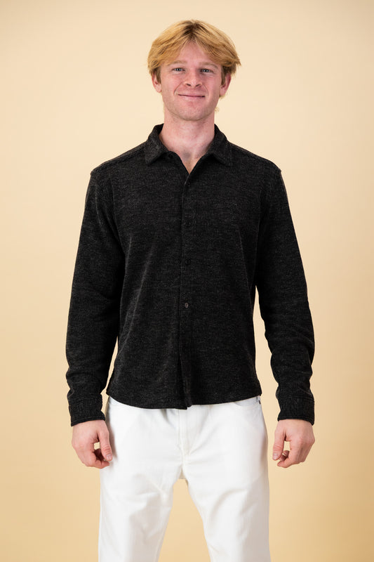 LS Shirt Black Rib Knit