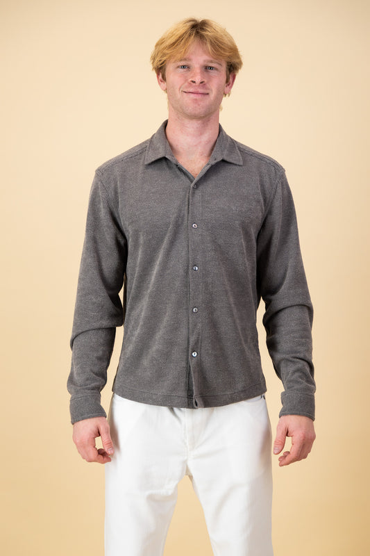 LS Shirt Charcoal Rib Knit