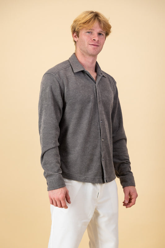 LS Shirt Charcoal Rib Knit