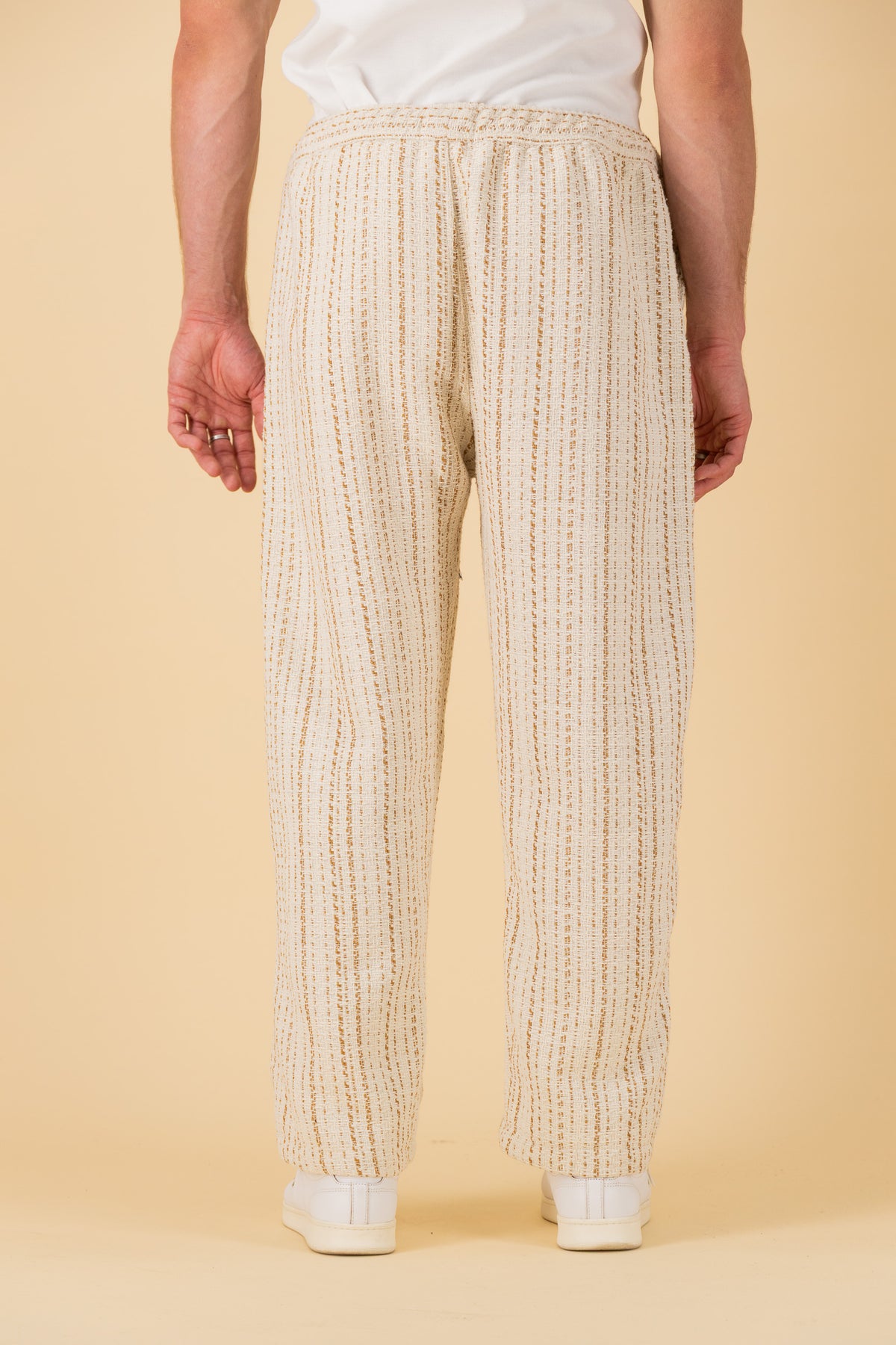 Barrel Acrylic Tweed Caramel Stripe, back view