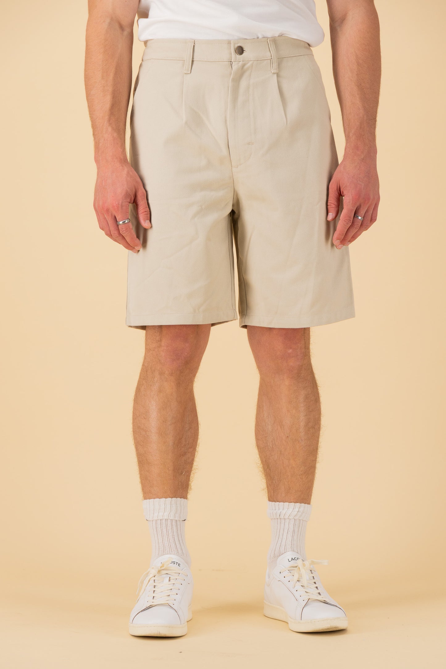 Bermuda Jorts Cotton Twill Stone, front view