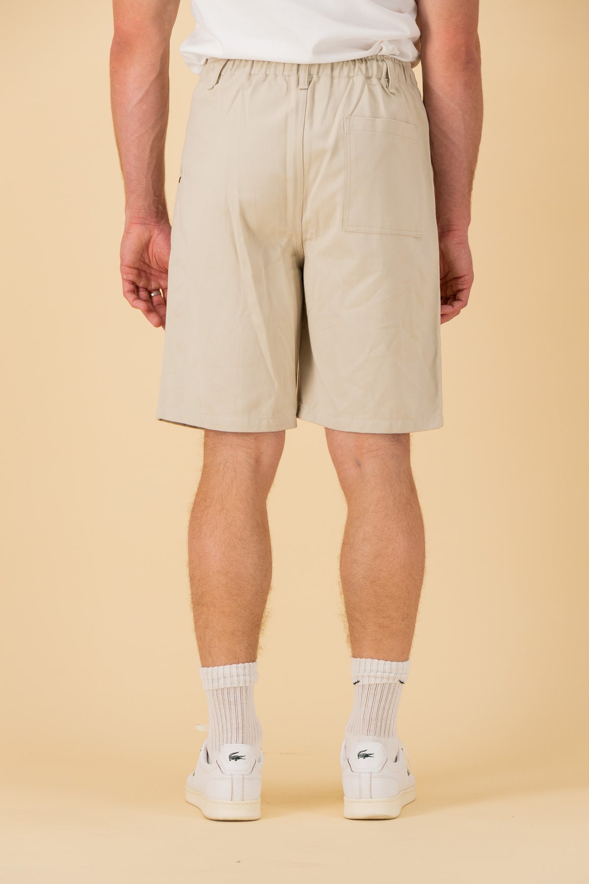 Bermuda Jorts Cotton Twill Stone, back view