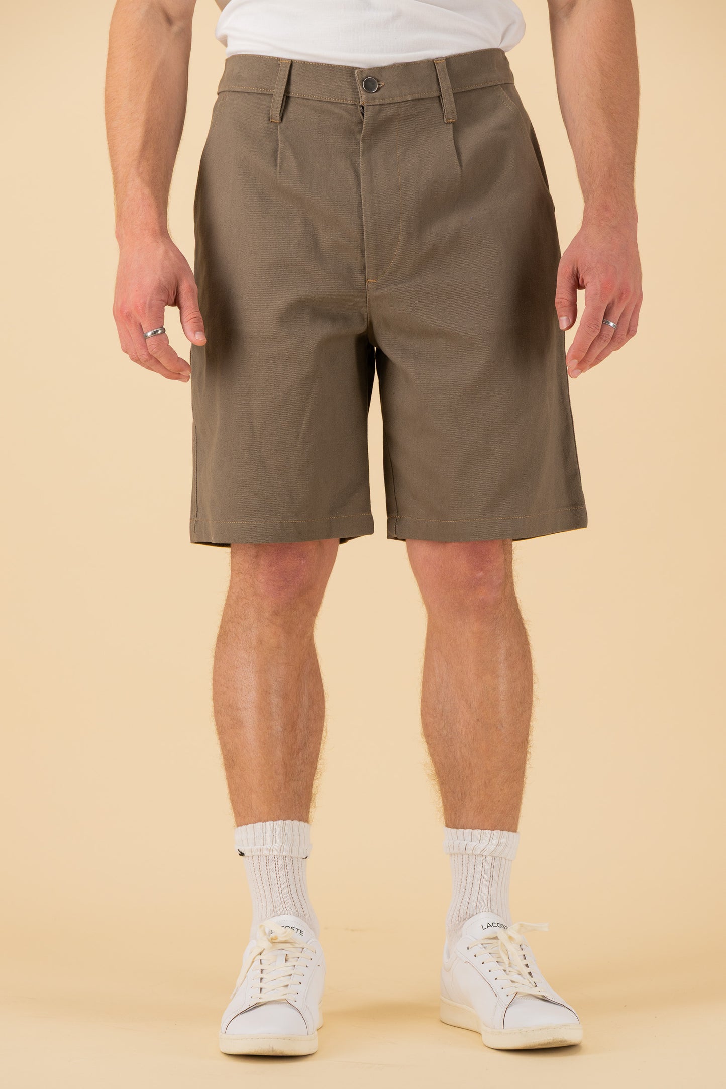 Bermuda Jorts Cotton Twill Taupe, front view