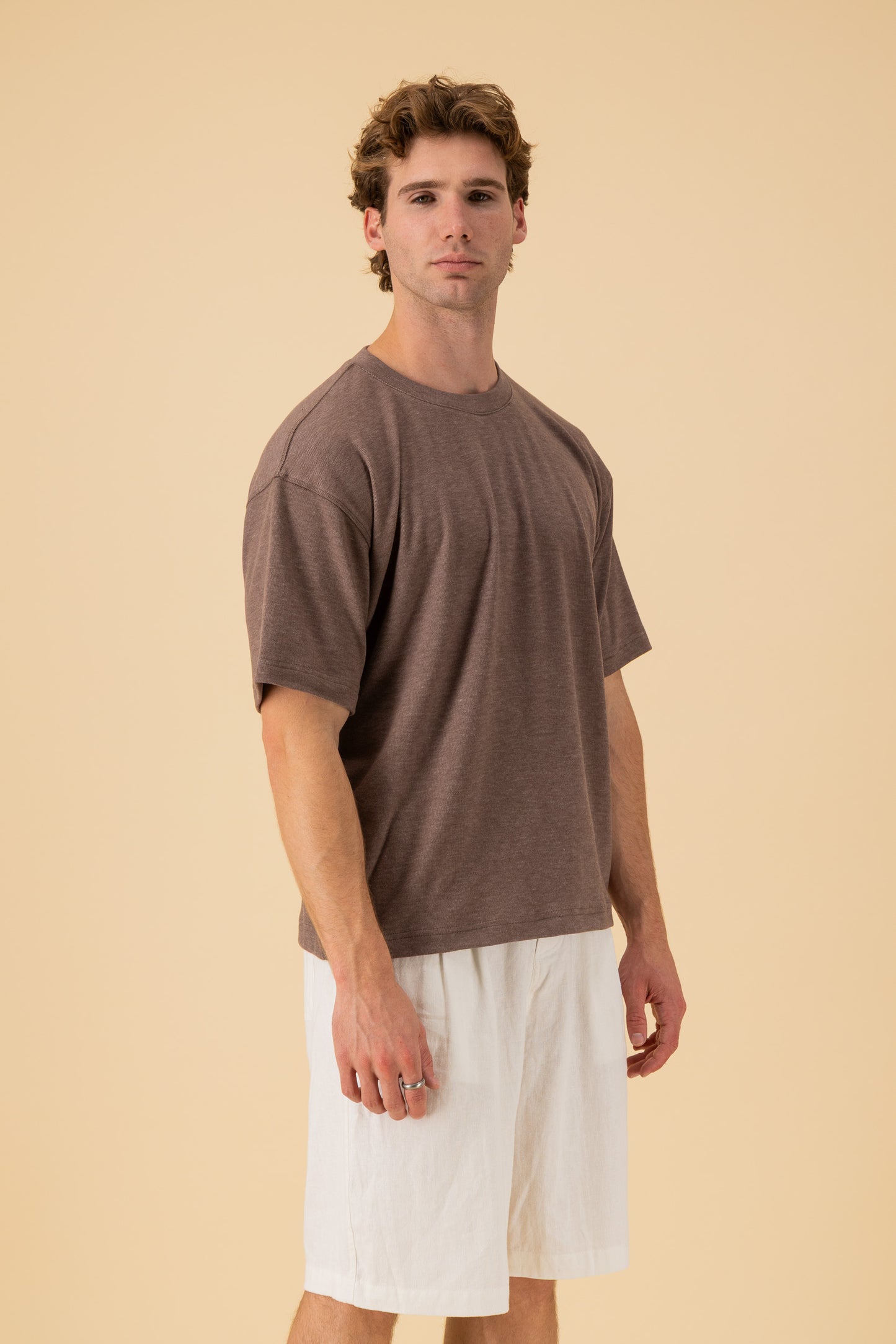 Boxy T-Shirt Poly Plush Brown, side view