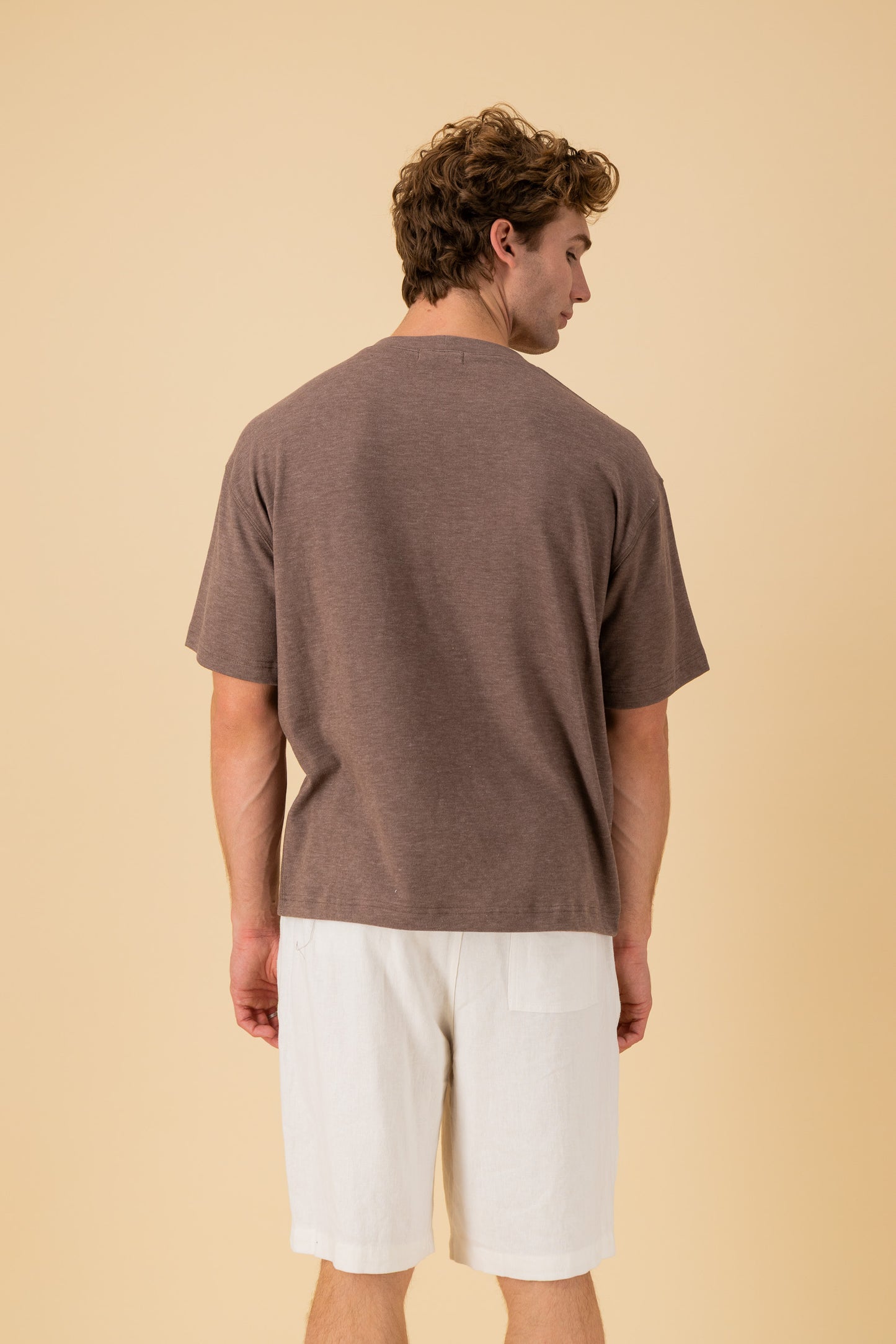 Boxy T-Shirt Poly Plush Brown, back view